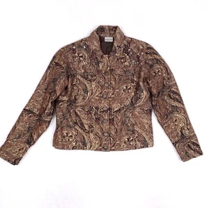 Chicos Tapestry Jacket Size 1 Metallic Brocade Paisley Baroque Fall Grandmacore - Picture 1 of 8