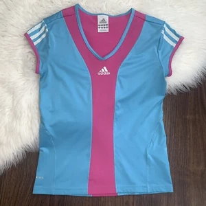 ADIDAS Girls Youth Lg Breathable Climacool Short Sleeve V-Neck Athletic Shirt - Picture 1 of 11