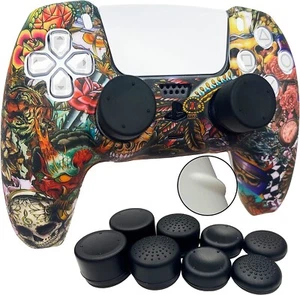 PS5 Controller Skin | Silicone Protector Cover Fantasy Skin + 8 Grip Caps - Picture 1 of 4