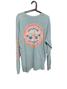 Savannah Georgia Jeep Long Sleeve Graphic Shirt Gildan Ultra Cotton Blue Size 2X - Picture 1 of 6