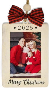 Frohe Weihnachten Ornament 2025 Holz Bilderrahmen 2x3 Foto Xmas...  - Bild 1 von 8