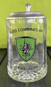 NATO Combined MP Heidelberg Germany Bier Beer Stein Glass Mug w/Metal Topper - Picture 1 of 9