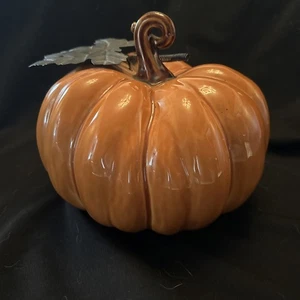 Kohl's Harvest Pumpkin ceramic Approximately 9” Dia. 8 “ Tall NOS - Picture 1 of 8