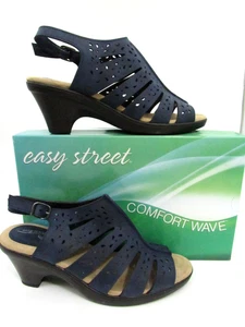 Sandalias Easy Street Azul Cámara Tacón Bloque Talla 8 M 30-5120 Zapatos Nuevos En Caja - Imagen 1 de 8