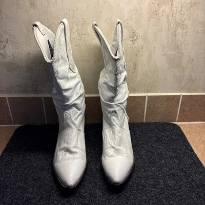 Botas de Vaquero Zodiac Angels Vintage Cuero Blanco Talla 6 1/2 Foto 1 de 4