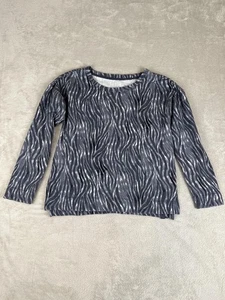 Tommy Bahama Mujer M *Medido* Gris Marino Blanco Cebra Pullover Cuello Redondo - Imagen 1 de 9