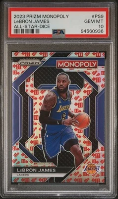 2023 PRIZM MONOPOLY LeBRON JAMES ALL-STAR-DICE #PS9 PSA 10 - Image 1 of 3