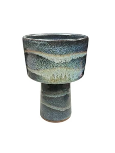 Japanese Studio Pottery Tenmoku Glaze Tea Cup & Pedestal Stand￼ - Picture 1 of 7