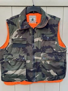 Northwest Territory Men's XL Vint.80s Reversible Camo/ Blaze Ins.Vest Exc./cond. - Picture 1 of 23