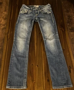 Jeans Vigoss para mujer Dublin pierna recta bordados tiro bajo 27x30 - Imagen 1 de 9