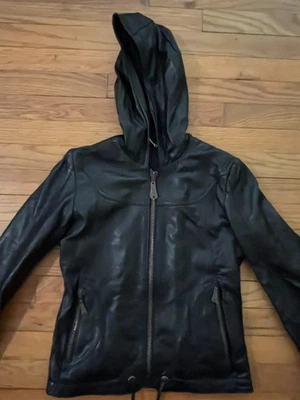 DOMA Wool Blend Lined Black Leather Jacket Women S - Image 1 of 4