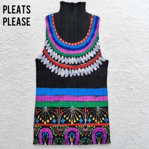 PLEATS PLEASE ISSEY MIYAKE Colorful Mock Neck Sleeveless Top 4 XL from Japan - Picture 1 of 7