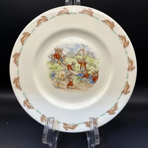 Royal Doulton Bunnykins Plate 8” Bone China England Vintage Bunny Rabbit Scene - Picture 1 of 6