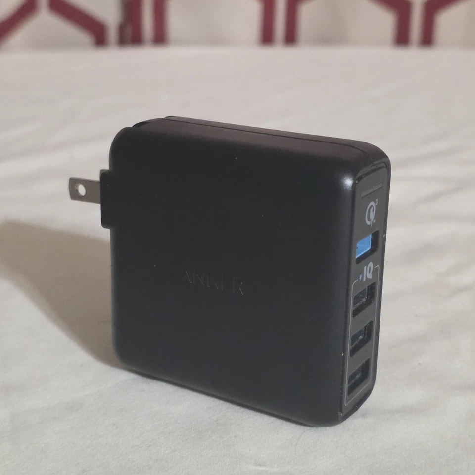 Anker PowerPort 4 USB Wall Charger Fast Charging Foldable Plug for Apple/Android - Image 1 of 4