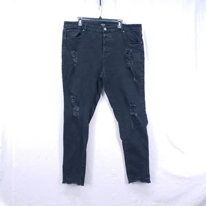 Man Boohoo Man Distressed Washed Out Black Punk Rock Goth Denim Jeans Size 42 - Bild 1 von 21