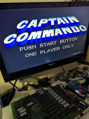 CAPTAIN COMMANDO - B+C Board Capcom Cps1 Conversion Convert Arcade Pcb Jamma - Photo 1/4
