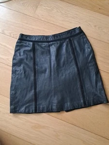 Black Real Sheep Leather Mini Skirt From MANGO Excellent Condition No Faults - Picture 1 of 7