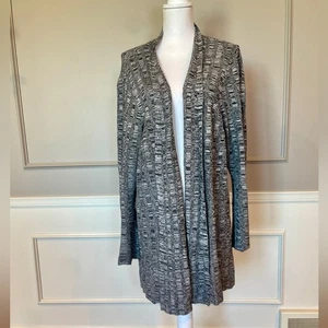 Eileen Fisher 3XL duster cardigan silk linen organic textured marled gray EUC - Picture 1 of 6