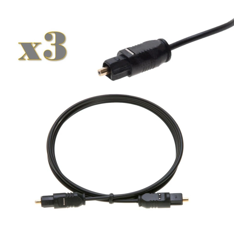 3-Pack - 3FT Toslink Digital Optical Audio Cable SPDIF Fiber Optic Sound Cord - Image 1 of 4
