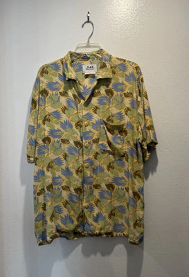 Vintage Flax Jeanne Engelhart Men's Small Tropical Print Shirt Short Sleeve READ - Image 1 of 4