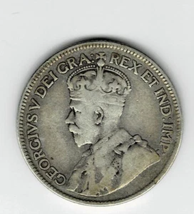 1917 Kanada Silber 25 Cent King George V Neufundland Münze - Bild 1 von 2