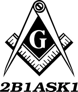 White Vinyl Decal Masonic Symbol with 2B1ASK1 car truck - Bild 1 von 1