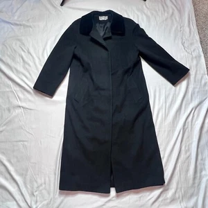 100% Wool - Forecaster of Boston Women's Size 6 Hidden Button Black Trench Coat - Picture 1 of 22
