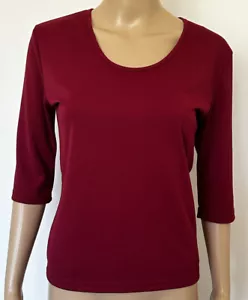 Jump Women 3/4 Length Sleeve Maroon T-Shirt Top Size Small 8 Business Career - Picture 1 of 7
