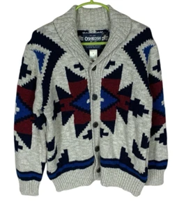 Boy's Oshkosh B'gosh Beige Southwestern Long Sleeve Button Front Cardigan Size 7 - Picture 1 of 5