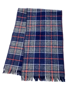 Vintage Wollschal blau rot grau Tartan kariert Unisex 60" x 8" - Bild 1 von 4
