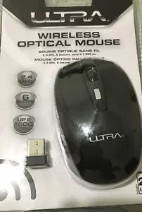 Ultra Wireless Optical Mouse Black 2.4GHz 6 Buttons 800/1200/1600dpi Mini-New - Picture 1 of 2