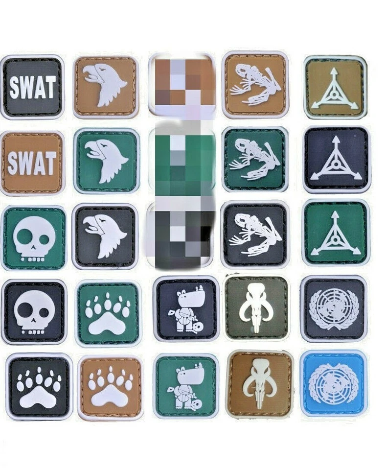 2PCS/LOT 3D Rubber PVC MINI Glowing Airsoft Hook Patch Backing Badge For Cap Hat - Image 1 of 1