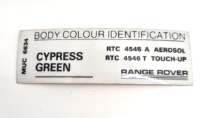 RANGE ROVER BODY COLOUR ID STICKER DECAL CYPRESS GREEN NEW & GENUINE MUC6634 - Picture 1 of 2