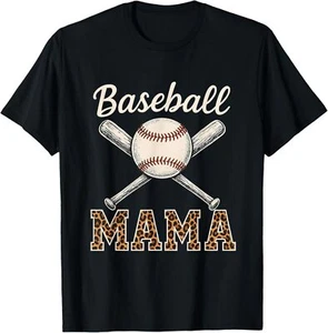 Baseball Mama Game Day Leopard Mom Mothers Day T-Shirt - Picture 1 of 5
