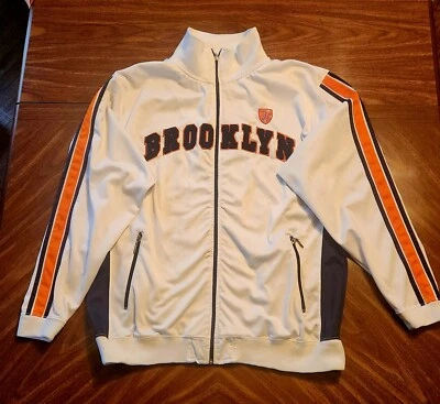 Chaqueta deportiva Brooklyn Express naranja/blanco en relieve logotipo Brooklyn con cremallera completa XL Foto 1 de 4