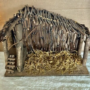 Holz Stall Krippe Krippe 12”H X 16”L X 6,5”B Schön Vintage Authentisch - Bild 1 von 8