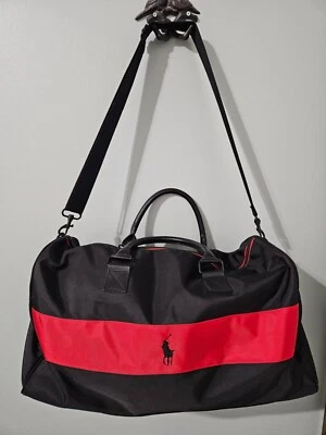 Bolso de Lona Polo Ralph Lauren con Parte Inferior de Cuero, Asas y Correa para el Hombro 19"x12"x7 Foto 1 de 4