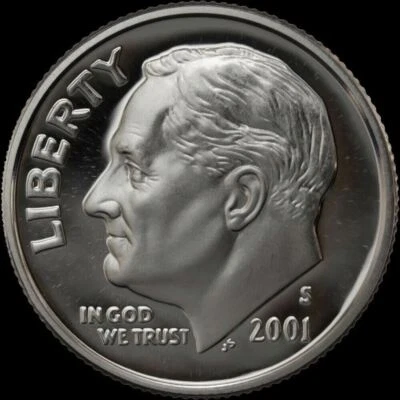 2001 S Roosevelt 90% SILVER Dime Gem Deep Cameo PROOF US Mint "Beautiful" Coin - Image 1 of 3