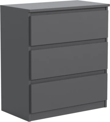 Commode Anthracite Mat avec 3 tiroirs 70 cm, Meuble Rangement Chambre Adulte - Photo 1/4
