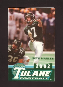 Supercortes de calendario de bolsillo de fútbol americano Tulane Green Wave Seth Marler 2002 - Imagen 1 de 1