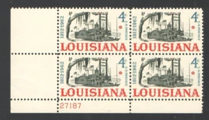 Vintage Unused US Postage Block 4 Cent Stamps LOUISIANA 1812-1962 - Picture 1 of 2