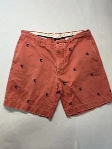 J. Short chino homme Crew Distress Wash marlin brodé plat devant 36 rouge - Photo 1/6