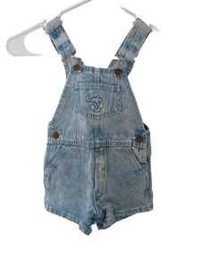 Vtg OshKosh B'Gosh Overalls Girls 4T Toddler Denim Happy Face Made in USA - Picture 1 of 16