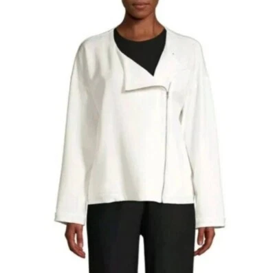 Chaqueta Blazer Eileen Fisher Talla XL Flex Tencel Ponte Cuello Redondo Marfil NUEVO Foto 1 de 4