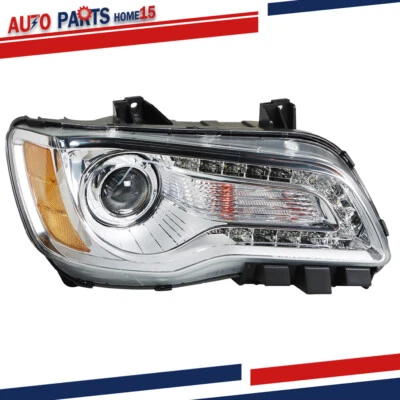 Headlight For 2011-2014 Chrysler 300 Halogen Type Chrome Housing Passenger Right Foto 1 de 4