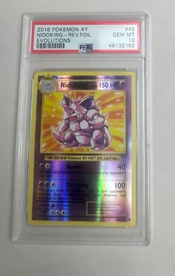 2016 Pokémon XY Evolutions NIDOKING-Rev. foil  45/108 PSA 10 -POP 229- - Image 1 of 2