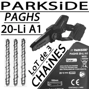 PARKSIDE 3er Set Ketten für Mini-Kettensäge PAGHS 20-Li A1 20V PAGHS - Bild 1 von 1