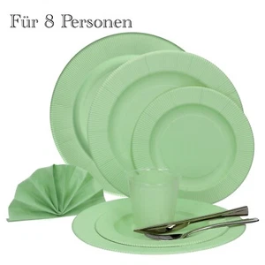68-teiliges Set Einweggeschirr Pastell Grün matt 8 Personen | Restposten A-643 - Bild 1 von 8