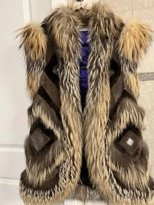 Emilio Pucci Fox Fur Vest Brown Size 8-10 - Picture 1 of 5