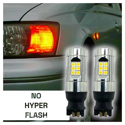 Pair PWY24W Amber Yellow LED indicator bulbs canbus error free For Audi A4 2015- - Image 1 of 4